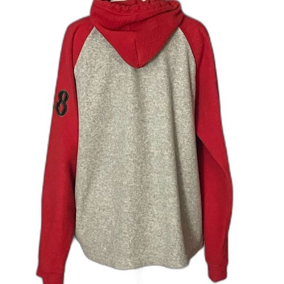 Disney Mickey Mouse Red Gray Hoodie Fleece Pullover 28 Logo Unisex L - Picture 2 of 11